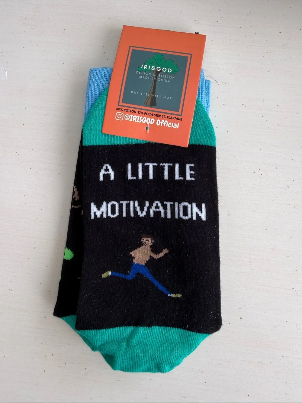 IRISGOD 'Sometimes We All Need' Dinosaur Socks - Black & Teal